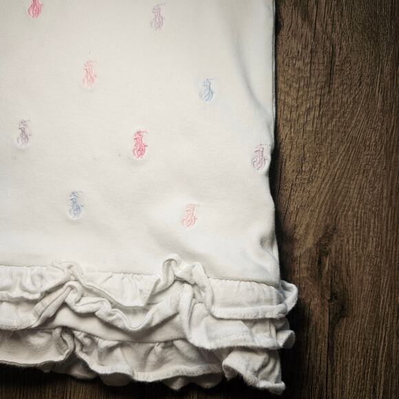 Baby RALPH LAUREN Embroidered White Pastel Pony Ruffled Dress Top 18M - Picture 4 of 10